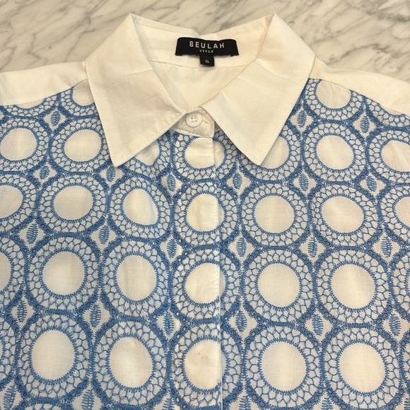 Beulah Blue and White Embroidered Patterned Dress - Picture 11 of 11